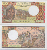 Djibouti 1000 Francs ND 1991 P 37 d UNC Woman Passenger trains, Camels