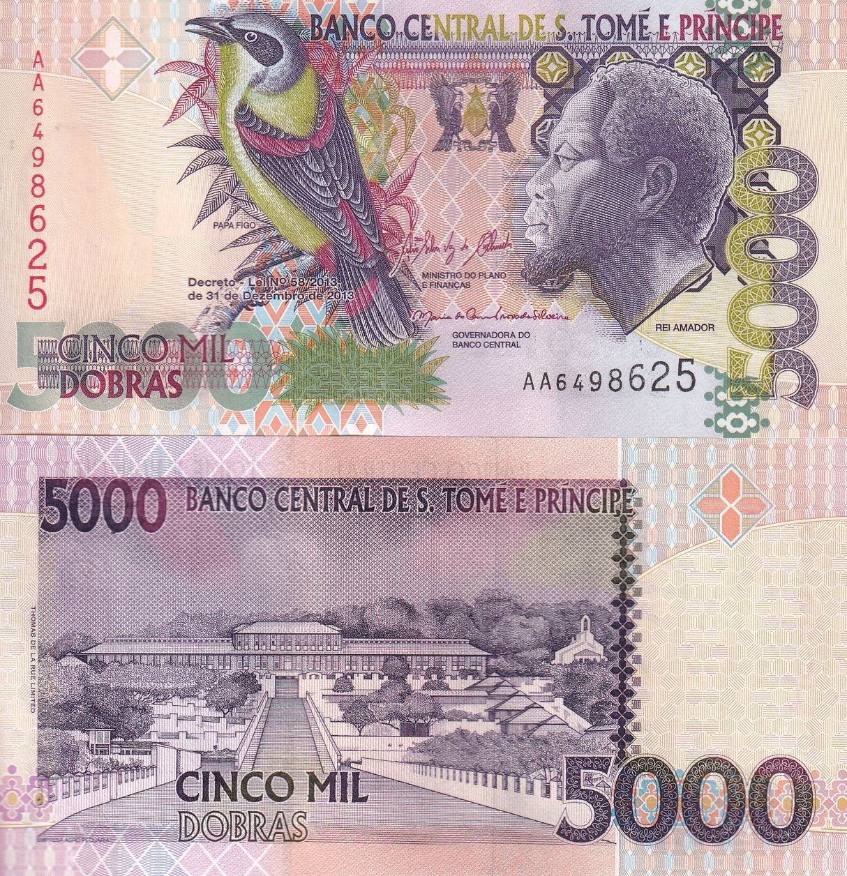 Saint Thomas & Prince 5000 Dobras 2013 P 65 UNC