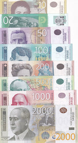 Serbia Set 8 UNC 10 20 50 100 200 500 1000 2000 Dinara Random Year P 54-P 61