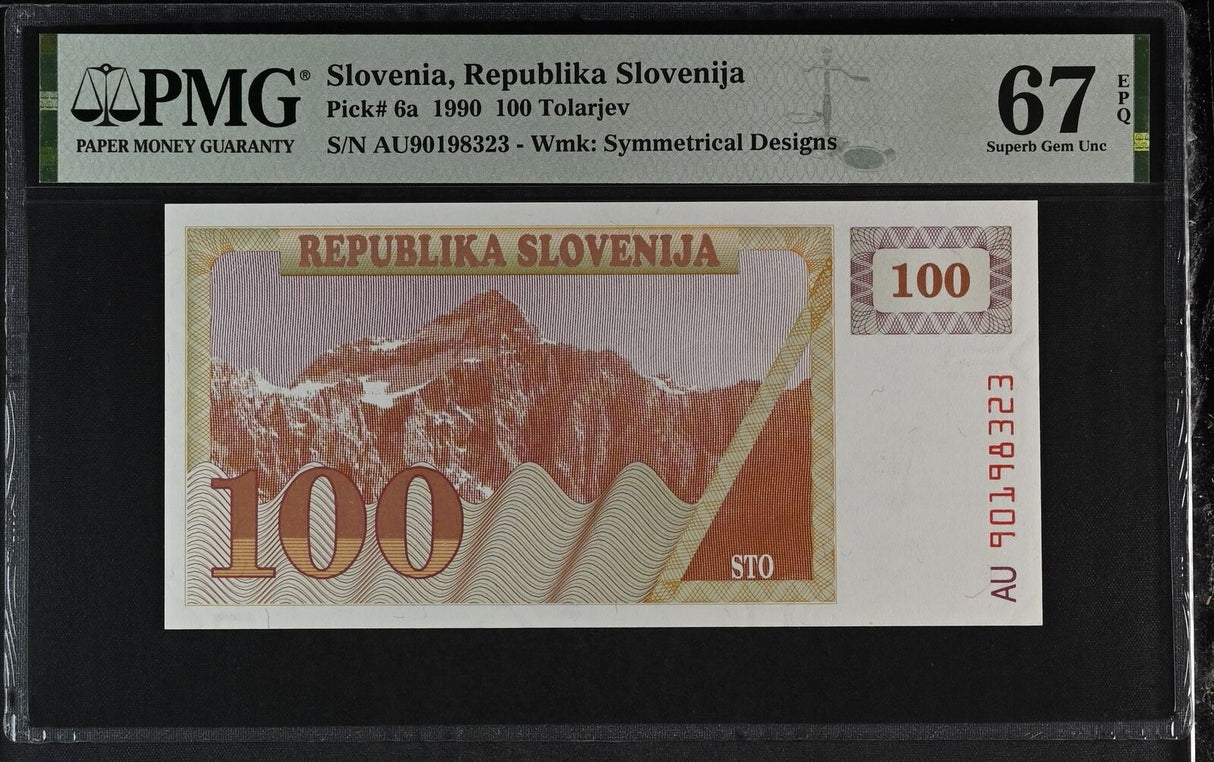 Slovenia 100 Tolarjev 1990 P 6 a Superb GEM UNC PMG 67 EPQ