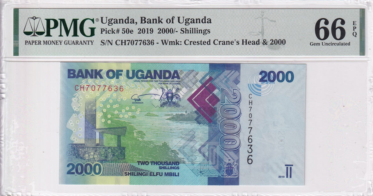 Uganda 2000 Shillings 2019 P 50 e Gem UNC PMG 66 EPQ