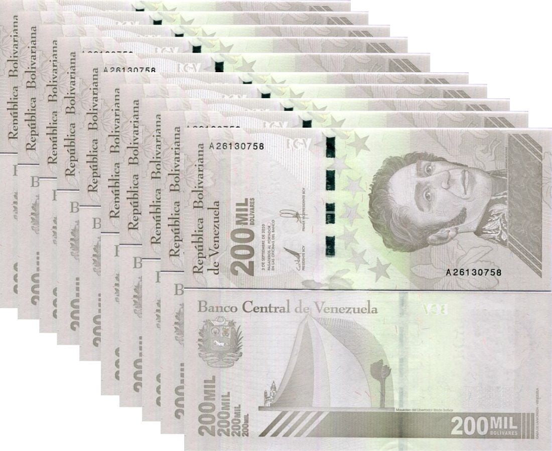 Venezuela 200000 Bolivares 2020 P 112 UNC Lot 10 Pcs 1/10 Bundle