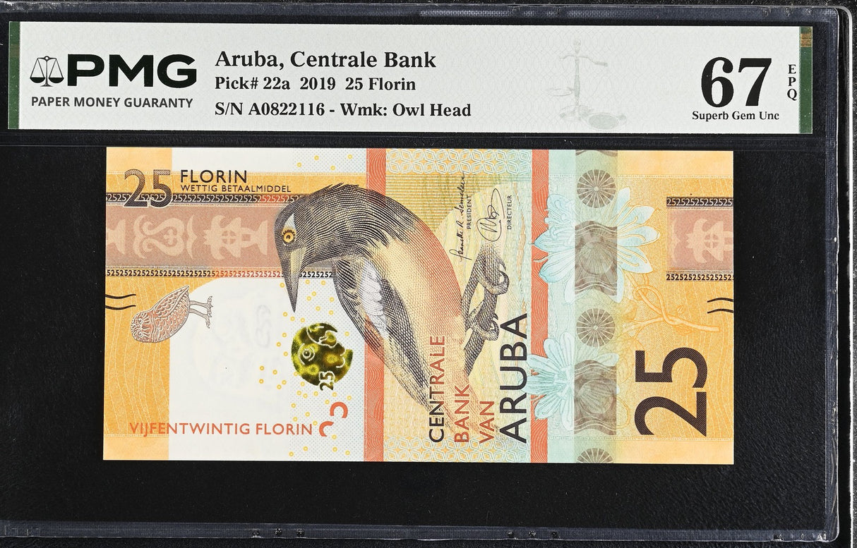 Aruba 25 Florin 2019 P 22 a Superb Gem UNC PMG 67 EPQ