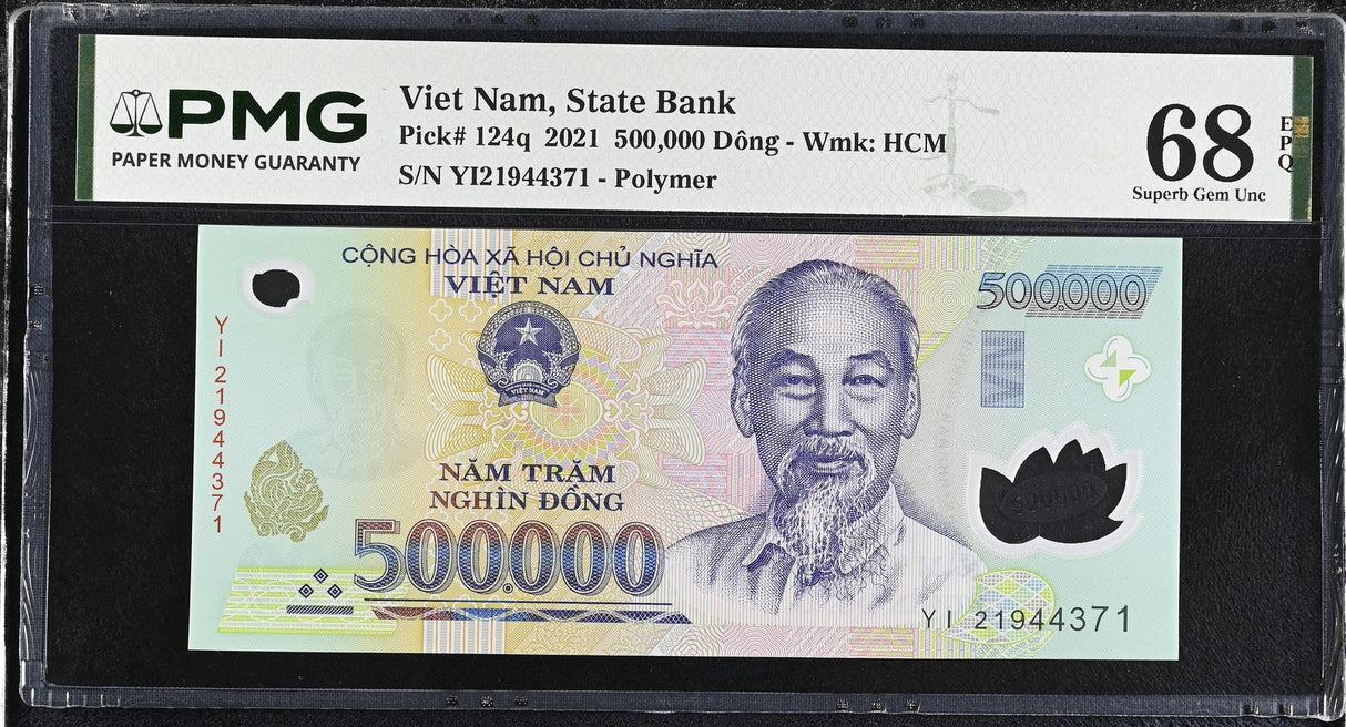 Vietnam 500000 Dong 2021 Polymer P 124 q Superb Gem UNC PMG 68 EPQ