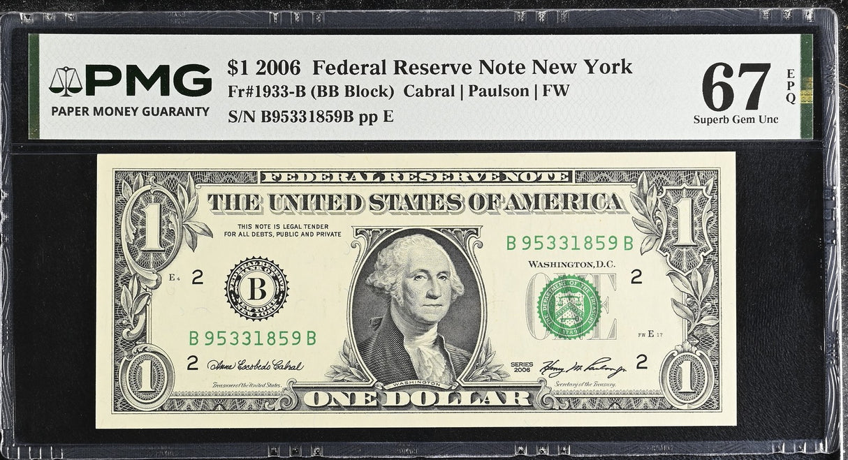 United States 1 Dollar Usa 2006 P 523 B New York Superb Gem UNC PMG 67 EPQ