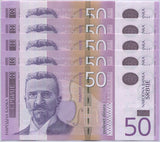 Serbia 50 Dinara 2014 P 56 b UNC LOT 5 PCS