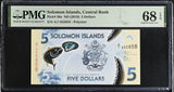 Solomon Islands 5 Dollars ND 2019 P 38 First Prefix A1 Superb Gem UNC PMG 68 EPQ