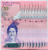 Venezuela 20 Bolivares 2013 P 91 UNC LOT 10 PCS, Luisa Cáceres de Arismendi