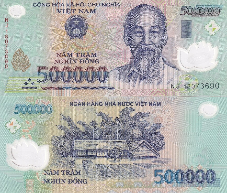 Vietnam 500000 Dong Random Mixed Year P 124 LOT 5 Pcs = 2.5 Million Dong UNC