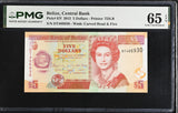Belize 5 Dollars 2015 P 67 f Gem UNC PMG 65 EPQ