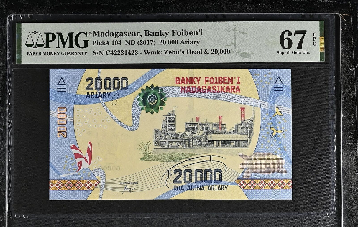 Madagascar 20000 Ariary ND 2017 P 104 Superb Gem UNC PMG 67 EPQ