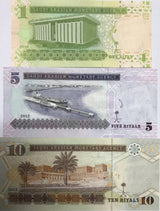 Saudi Arabia SET 3 UNC 1 5 10 Riyals Random Year P 31 32 33