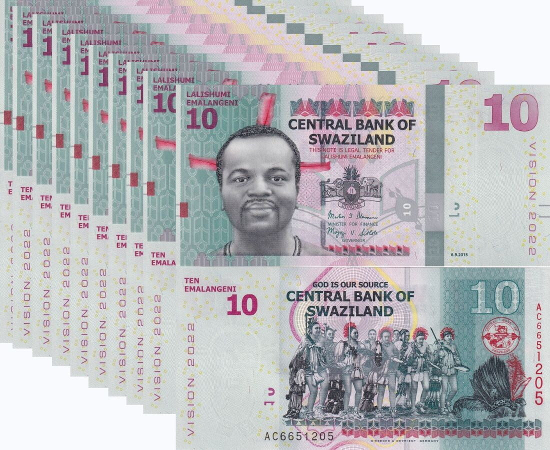 Swaziland 10 Emelangeni 2015 P 41 Commemorative UNC LOT 10 PCS