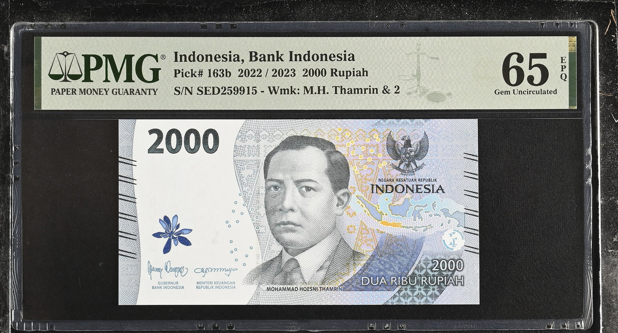 Indonesia 2000 Rupiah 2022 / 2023 P 163 b GEM UNC PMG 65 EPQ
