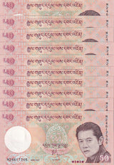 Bhutan 50 Ngultrum 2021 P 31 NEW Sign UNC Lot 10 Pcs