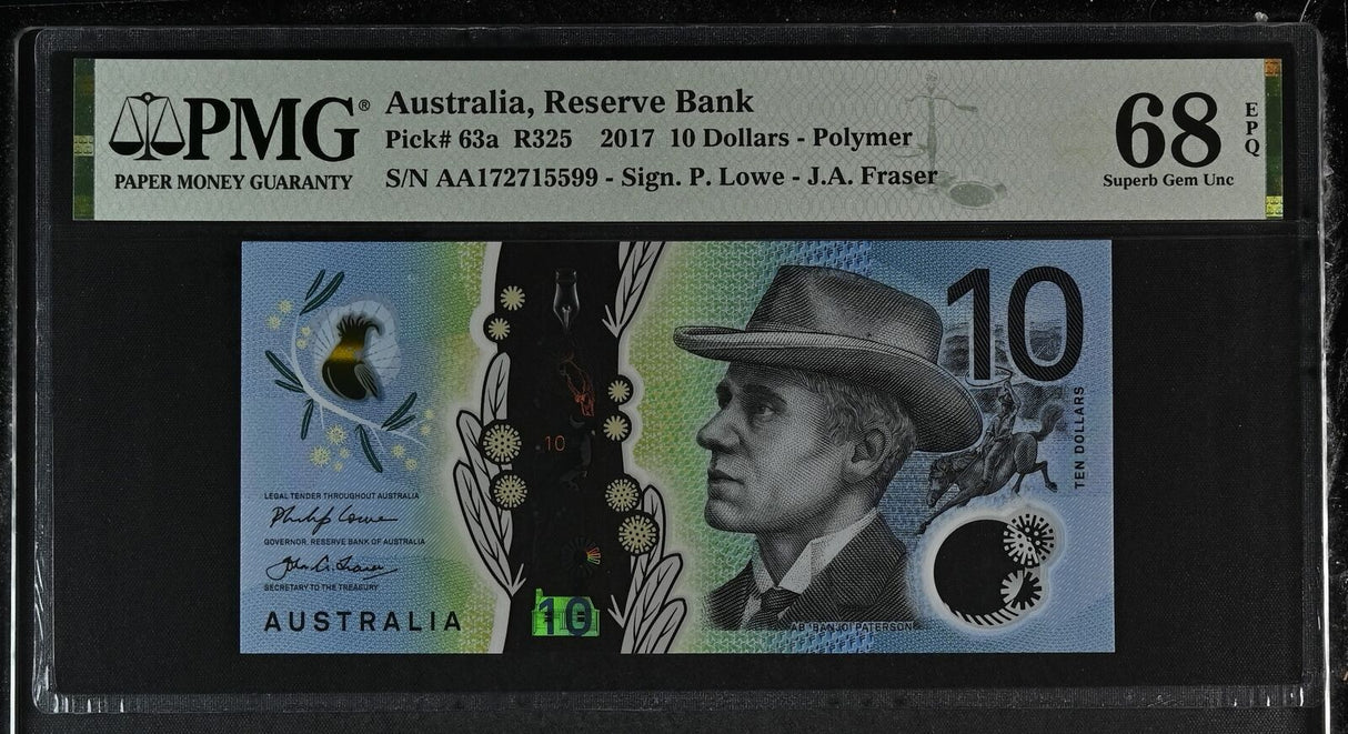 Australia 10 Dollars 2017 P 63 a Polymer Superb Gem UNC PMG 68 EPQ