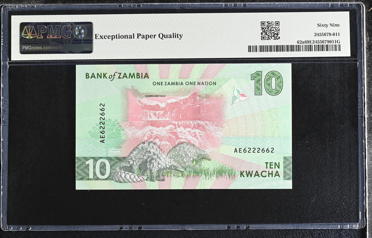 Zambia 10 Kwacha 2024 P 62 a Nice 6222622 Superb Gem UNC PMG 69 EPQ TOP POP