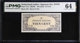 Netherlands Indies 10 Cents ND 1942 P 121 a Choice UNC PMG 64 , WWII