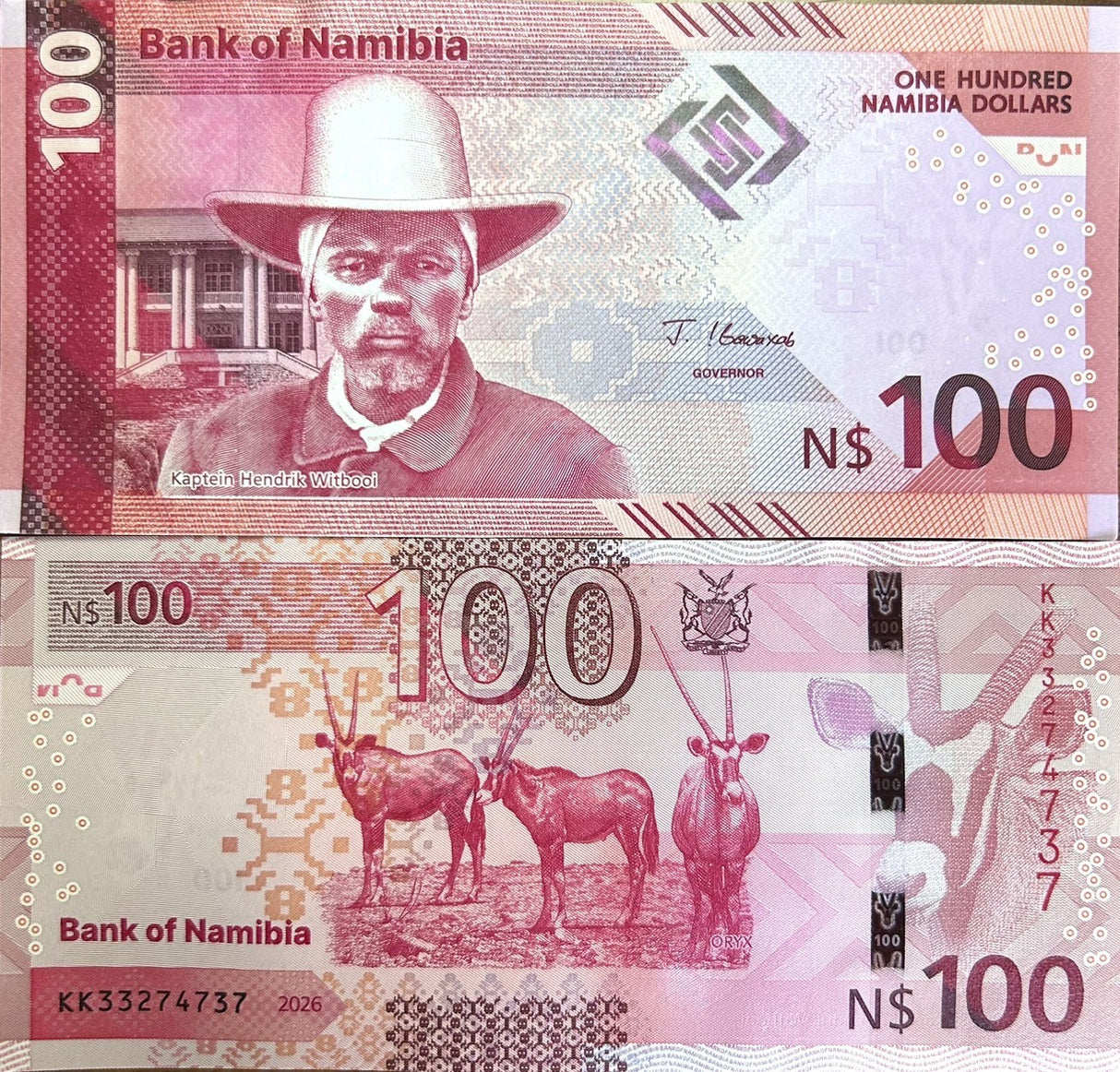 Namibia 100 Dollars 2026 P 23 NEW Design UNC