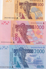 WAS Ivory Coast Set 3 UNC 500 1000 2000 Francs 2026 P 115A 116A 1119A New