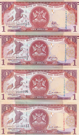 Trinidad & Tobago Set 4 UNC 1 Dollar 2002 2006 2009 2017 P 41 46