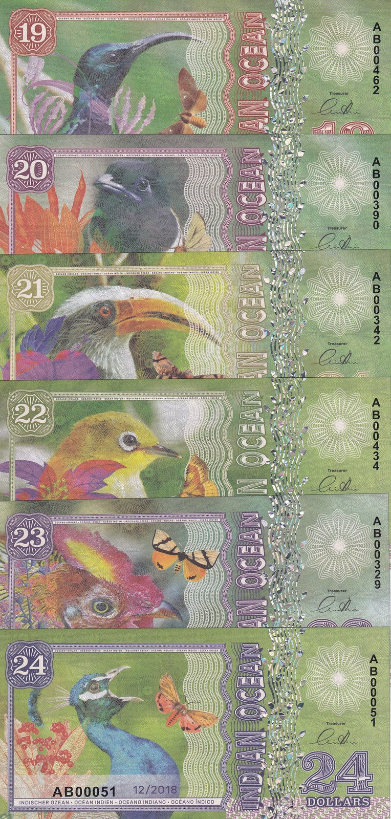 Indian Ocean set 6, 19 20 21 22 23 24 Dollars 2018 Fantasy