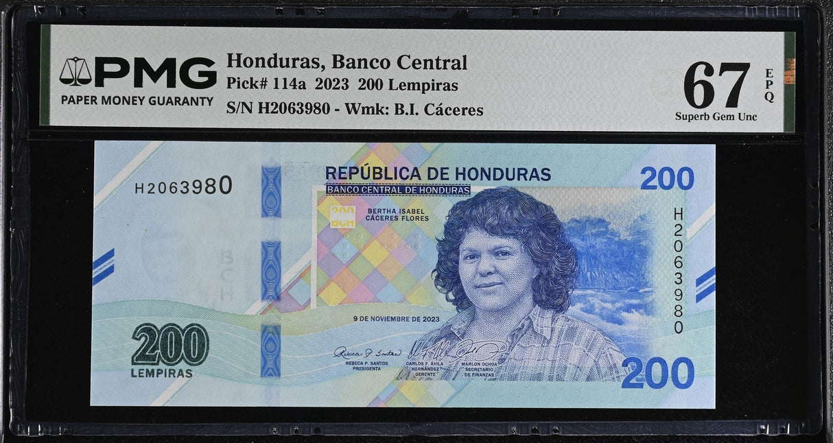 Honduras 200 Lempiras 2023 P 114 a Superb Gem UNC PMG 67 EPQ