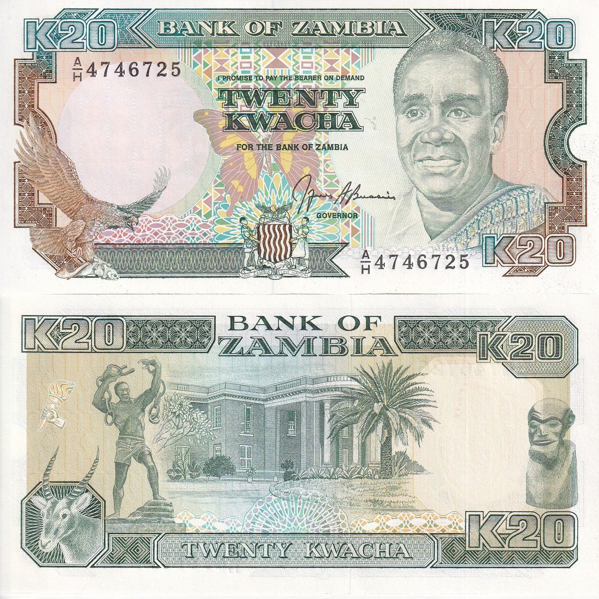 Zambia 20 Kwacha 1989/1991 P 32 b UNC