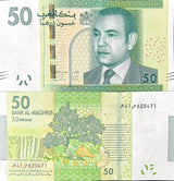 Morocco 50 Dirhams 2012 P 75 UNC ,Ouzoud falls, tree ,King Mohammed VI