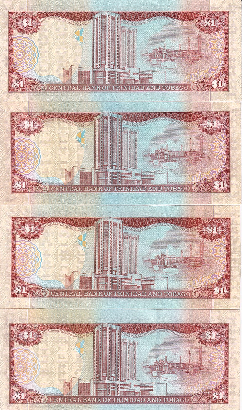 Trinidad & Tobago Set 4 UNC 1 Dollar 2002 2006 2009 2017 P 41 46
