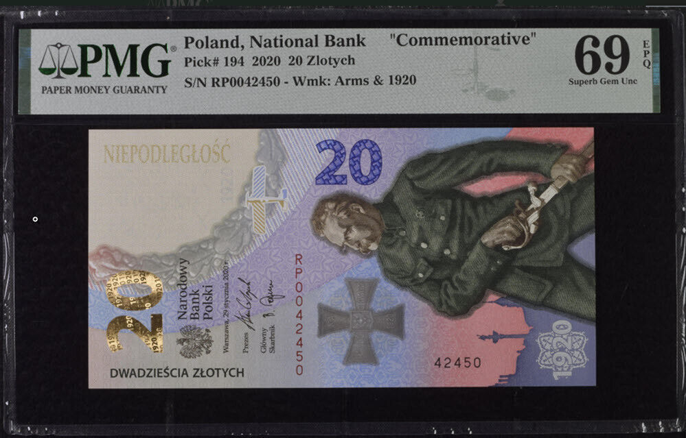 Poland 20 Zlotych 2020 P 194 Commemorative Superb Gem UNC PMG 69 EPQ