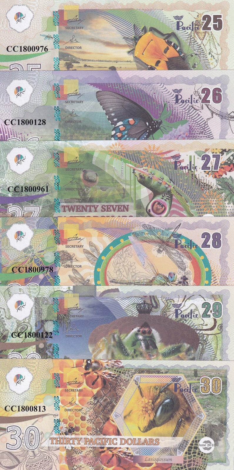 Pacific Ocean set 6, 25 26 27 28 29 30 Dollars 2018 Fantasy