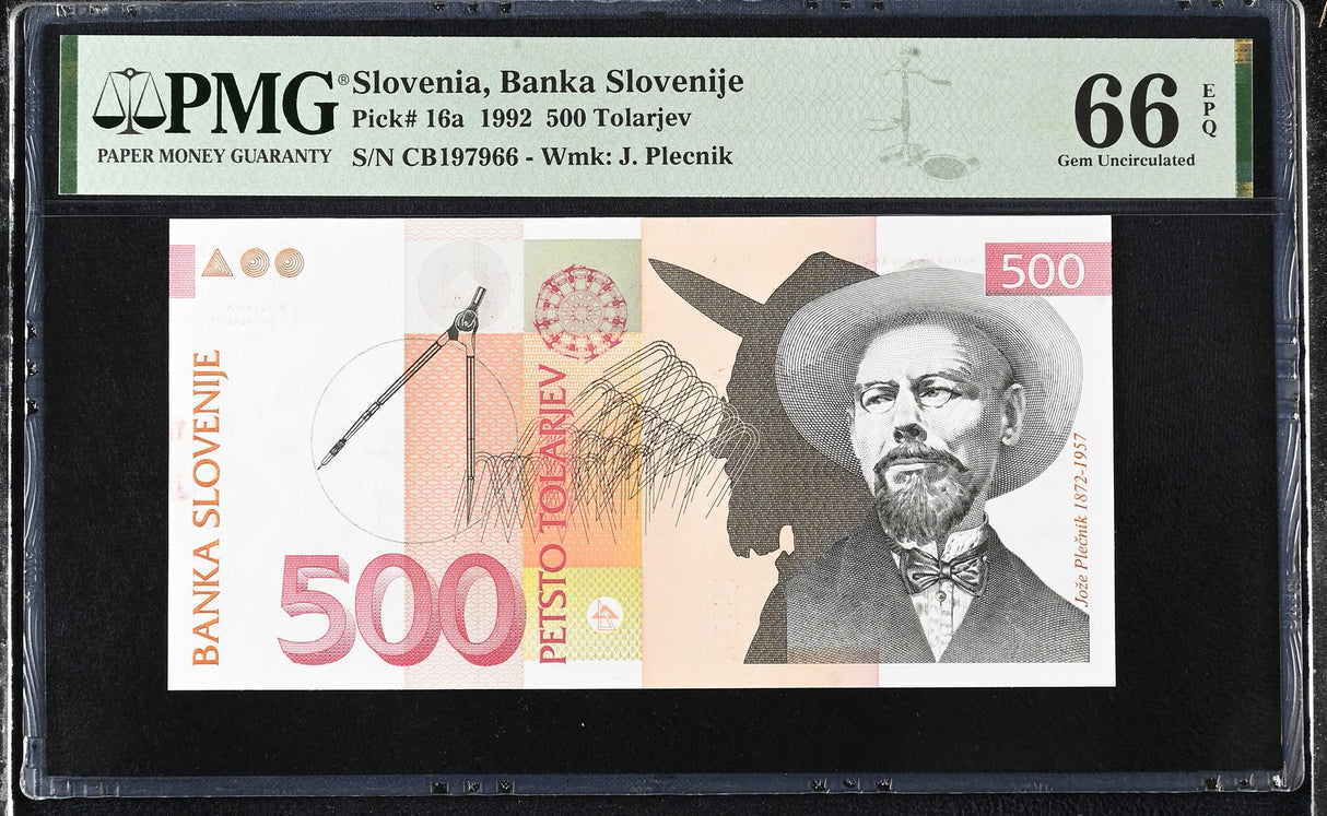Slovenia 500 Tolajev 1992 P 16 a Gem UNC PMG 66 EPQ