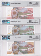 Falkland Islands Set 3; 5 10 20 Pound 2025 P20-22 SPECIMEN Gem UNC PMG 66 67 EPQ