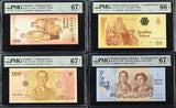 Thailand Set 4; 60 80 100 Baht 2004-12 P111 116 124 125 Superb UNC PMG 66 67 EPQ