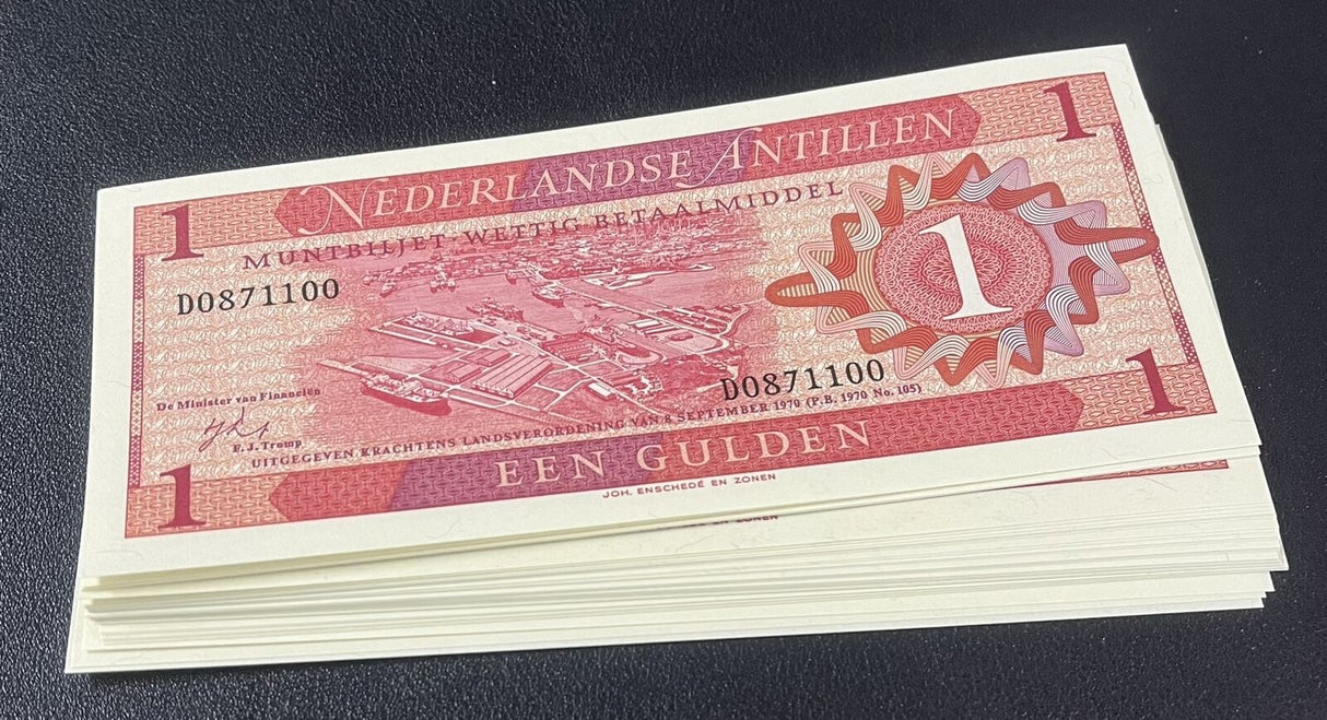 Netherlands Antilles 1 Gulden 1970 P 20 UNC LOT 50 PCS