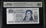 Argentina 5 Pesos ND 1974-1976 P 294 Gem UNC PMG 66 EPQ