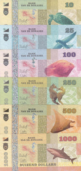Bonaire Set 6 10 25 100 250 500 1000 Dollars 2015 Shark Stingray Fantasy