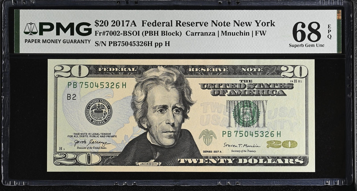 United States 20 Dollars USA 2017A P 546 B New York Superb Gem UNC PMG 68 EPQ