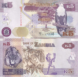 Zambia 5 Kwacha 2012 P 50 a UNC
