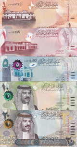 Bahrain Set 5 UNC 1/2 1 5 10 20 Dinars 2006 ND 2016 P 30 31 32 33 34