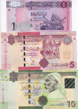 Libya Set 3 Pcs 1 5 10 Dinars ND 2011 - 2013 P 76 77 78A UNC
