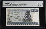 Zimbabwe 20 Dollars 1994 P 4 d Gem UNC PMG 66 EPQ , Graded Note