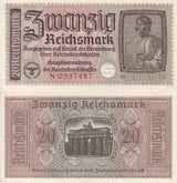 Germany 20 Mark Zwanzig ND 1940-1945 P R139 UNC