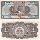 Haiti 1 Gourdes 1919 ND 1971 P 200 UNC , Dr. Francois Duvalier ,Printer ABNC