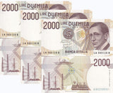 Italy 2000 Lire 1990 P 115 UNC LOT 3 PCS