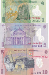 Romania Set 3 PCS 1 5 10 Lei 2018-2023 P 117 118 119 Polymer UNC