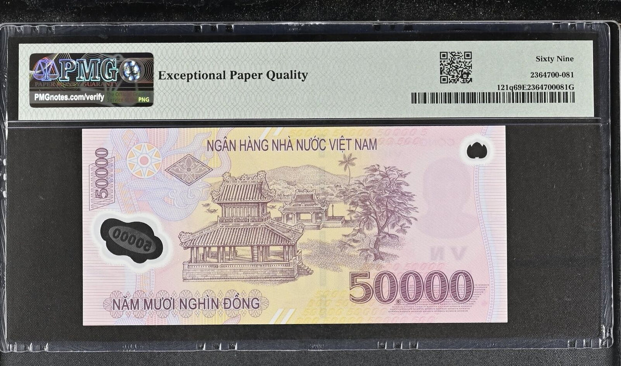 Vietnam 50000 Dong 2023 Polymer P 121 q Superb Gem UNC PMG 69 EPQ