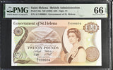 St. Helena 20 Pounds ND 1986 P 10 a Gem UNC PMG 66 EPQ