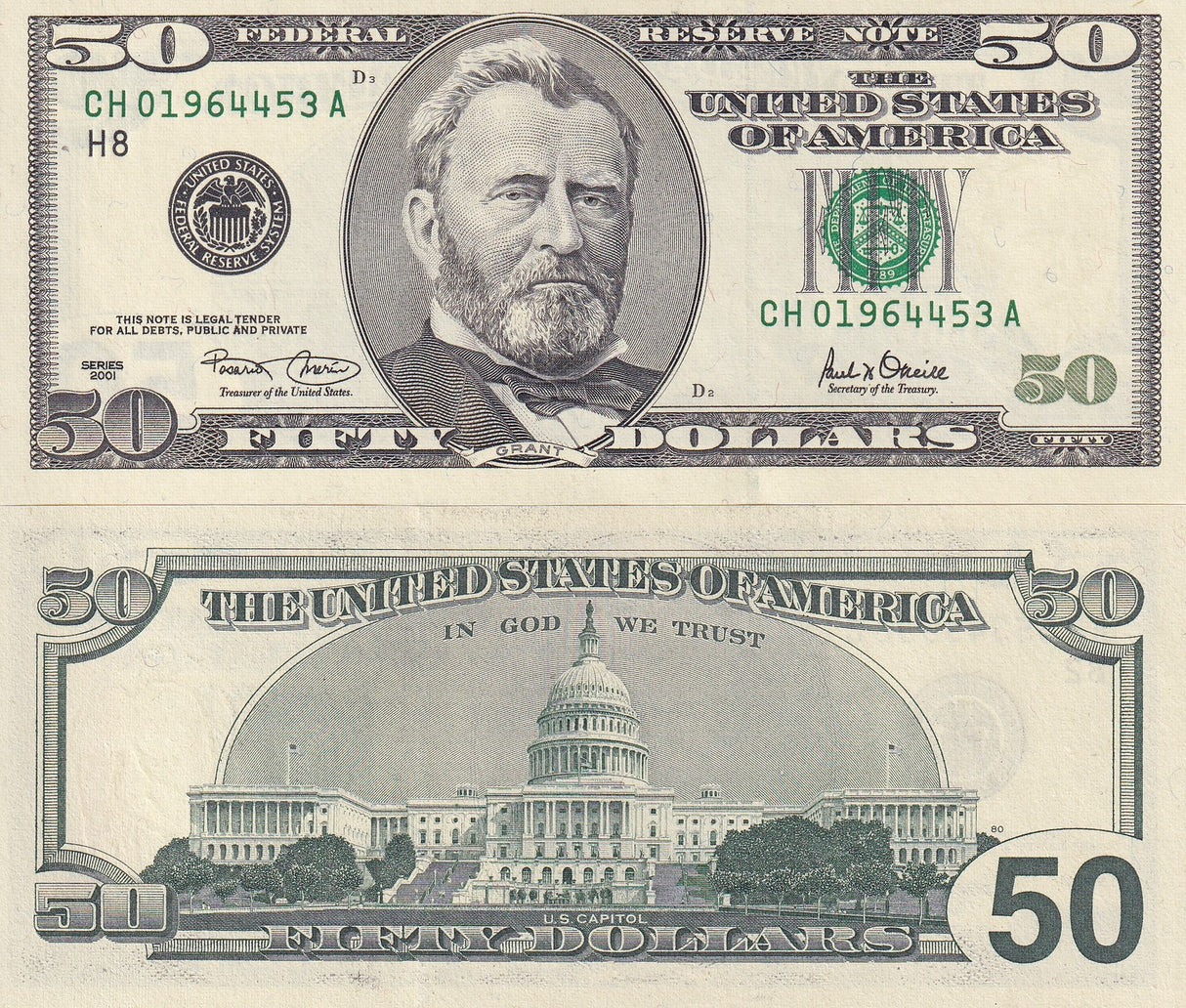 United States 50 Dollars USA 2001 P 513 H St. Louis MO UNC